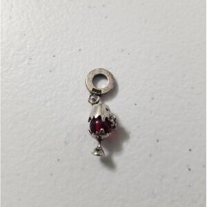 925 Silver Wine Glass With Heart Pendant Fits Original Pandora Bracelet